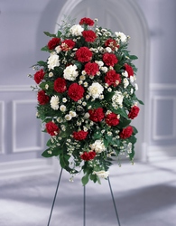 Crimson & White Standing Spray from Krupp Florist, your local Belleville flower shop
